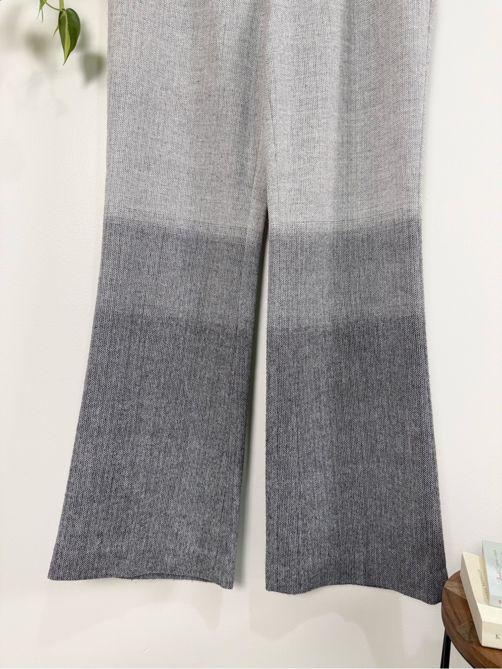 Anthropologie Elevenses Gray Ombre Flare Trouser Pants 12 Wool Blend High Rise - Picture 5 of 11